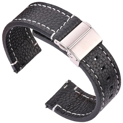 Motorola Moto Genuine Leather Watch Bands Deployment Clasp Strap Men Women