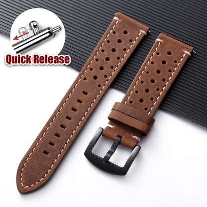 Motorola Moto Quick Release Leather Watch Band Breathable Vintage Strap