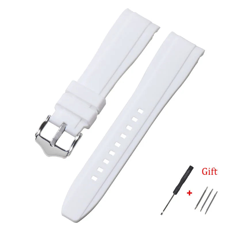 Motorola Moto Curved End Silicone Watch Band, Waterproof Rubber Strap