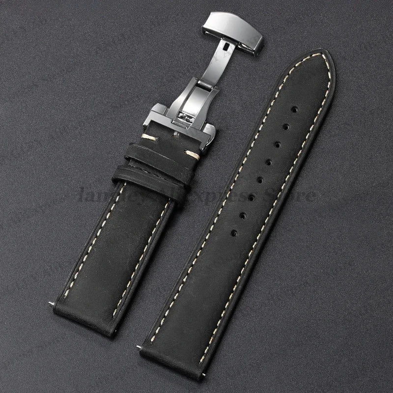 Motorola Moto Leather Watch Band, Butterfly Buckle Strap, Brown
