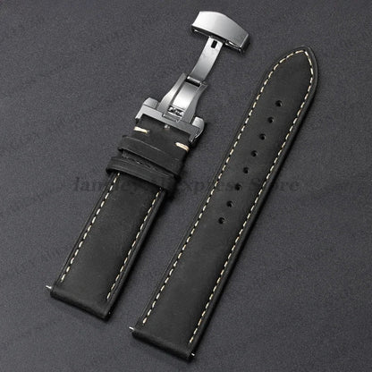 Motorola Moto Leather Watch Band, Butterfly Buckle Strap, Brown