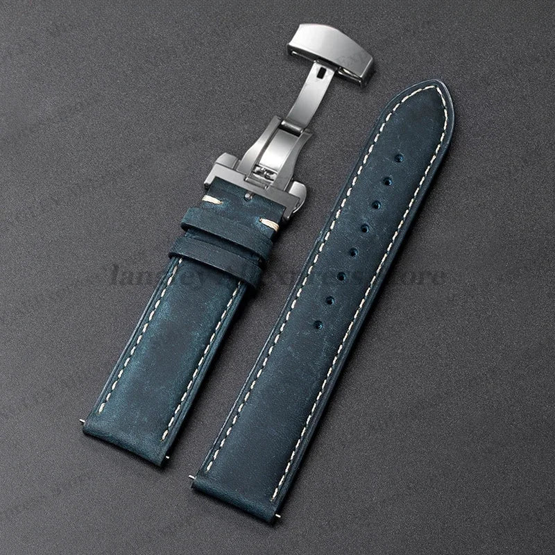 Motorola Moto Leather Watch Band, Butterfly Buckle Strap, Brown