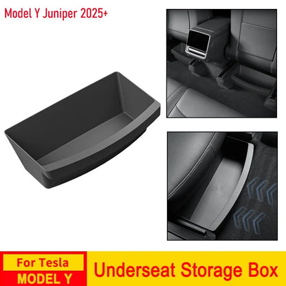For Tesla New Model Y 2025 Juniper Launch Under Seat Storage Box Case Car Seat Organizer Vehicle Underseat Drawer Tray Accessory