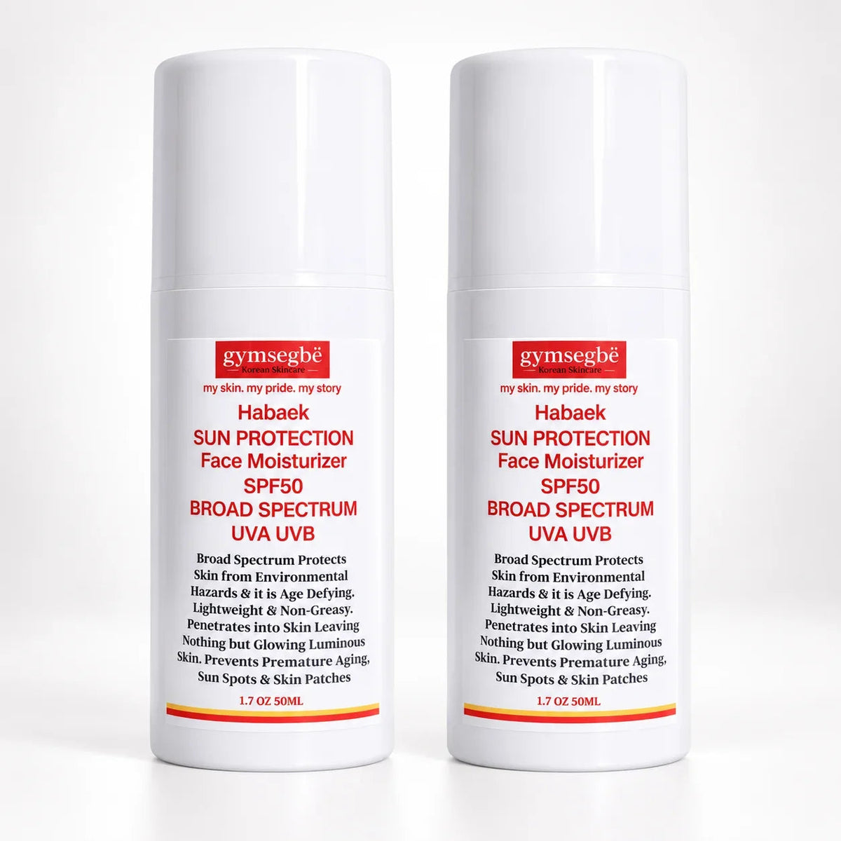 Habaek Sun Protection Face Moisturizer SPF50 | Peptides | Niacinamide