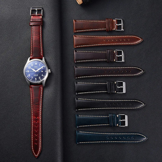 Motorola Moto Oil Wax Leather Watch Band - Cowhide Quick Release Straps
