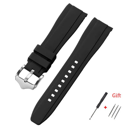 Motorola Moto Curved End Silicone Watch Band, Waterproof Rubber Strap