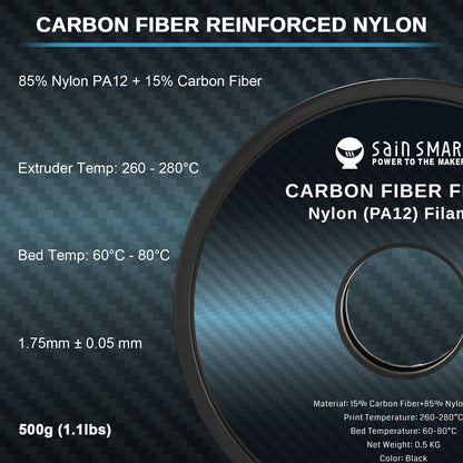 ePA12-CF 1.75mm Carbon Fiber Nylon Filament, 0.5kg, Accuracy +/- 0.05 mm, Black — photo 2 of 10