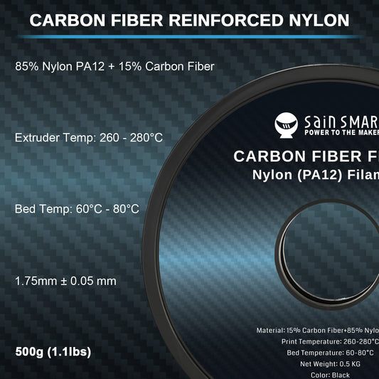 ePA12-CF 1.75mm Carbon Fiber Nylon Filament, 0.5kg, Accuracy +/- 0.05 mm, Black — photo 2 of 10