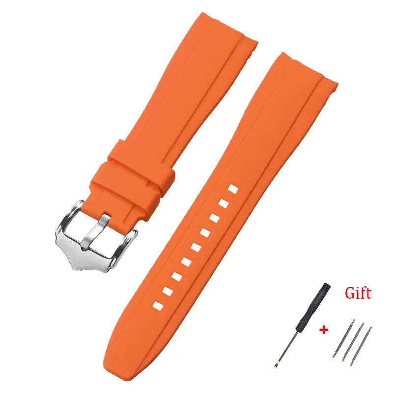 Motorola Moto Curved End Silicone Watch Band, Waterproof Rubber Strap