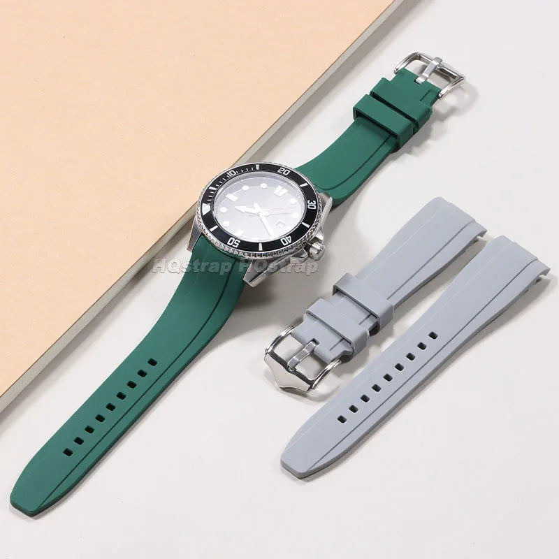 Motorola Moto Curved End Silicone Watch Band, Waterproof Rubber Strap