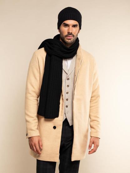 Napoli (black) - Italian 100% cashmere ribbed scarf (unisex)