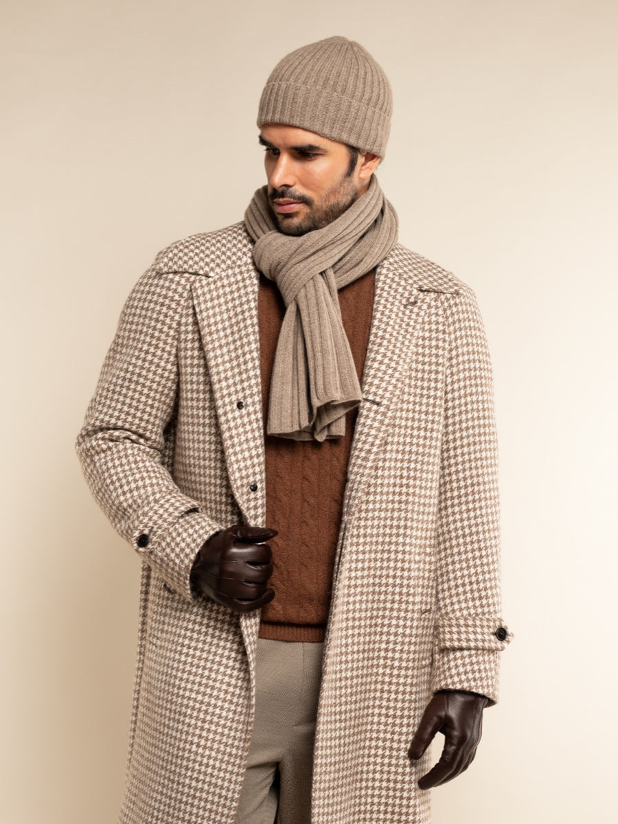 Napoli (brown) - Italian 100% cashmere ribbed scarf (unisex) — photo 7 of 10