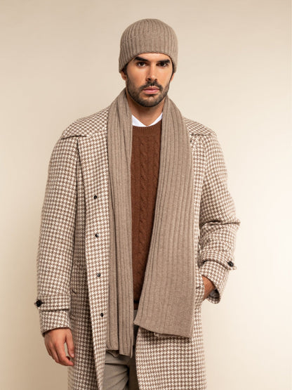 Napoli (brown) - Italian 100% cashmere ribbed scarf (unisex)