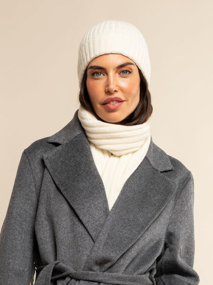Napoli (cream) - Italian 100% cashmere ribbed scarf (unisex)
