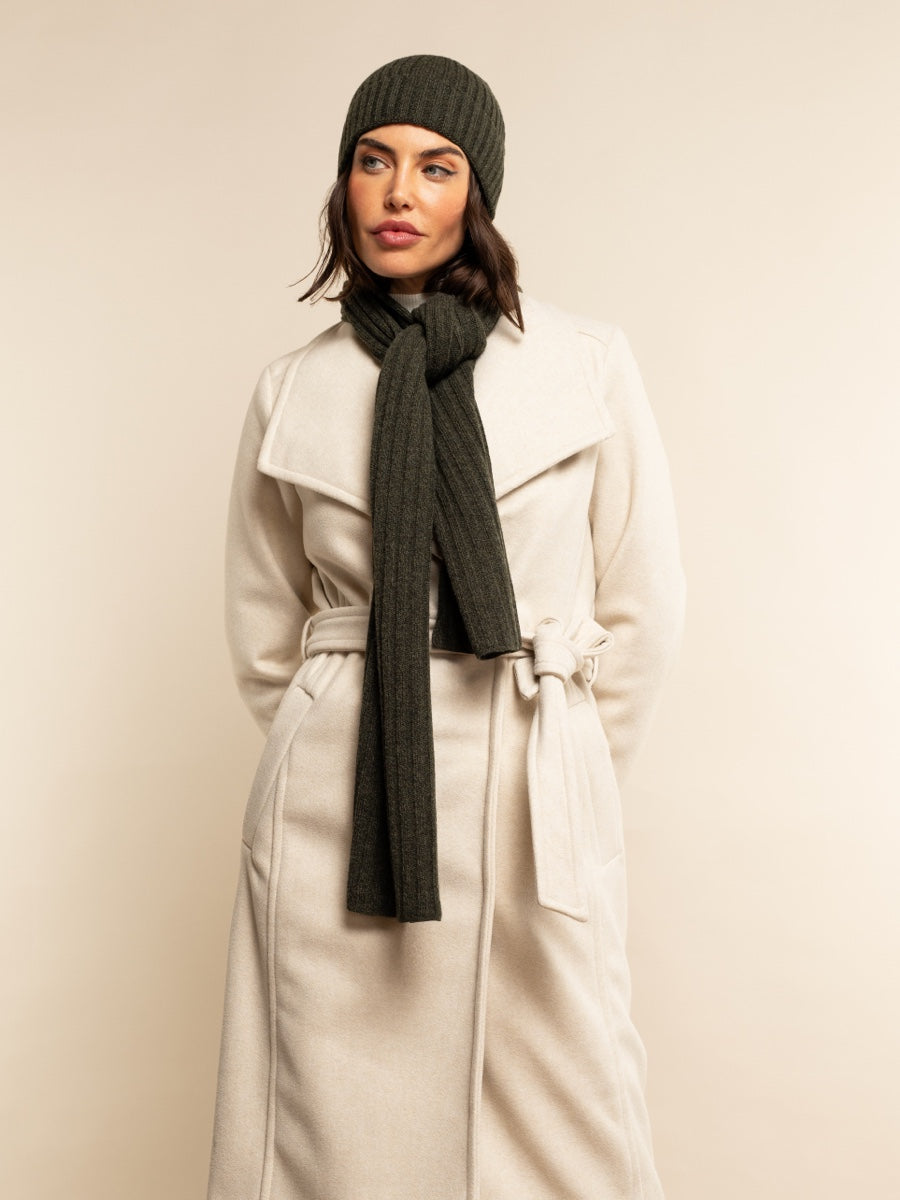 Napoli (dark green) - Italian 100% cashmere ribbed scarf (unisex)