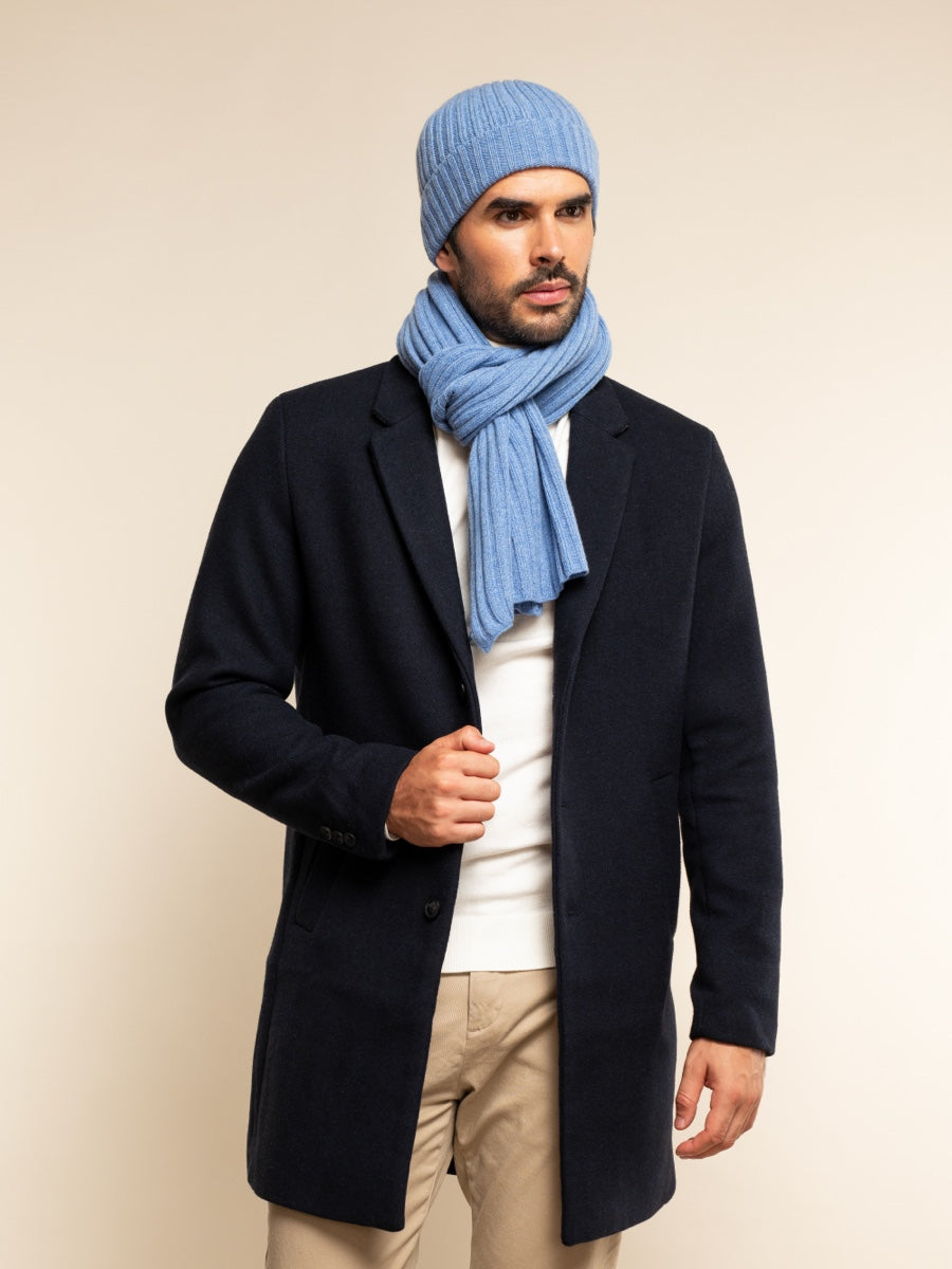Napoli (light blue) - Italian 100% cashmere ribbed scarf (unisex) — photo 7 of 10