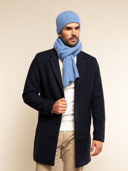 Napoli (light blue) - Italian 100% cashmere ribbed scarf (unisex) — photo 7 of 10