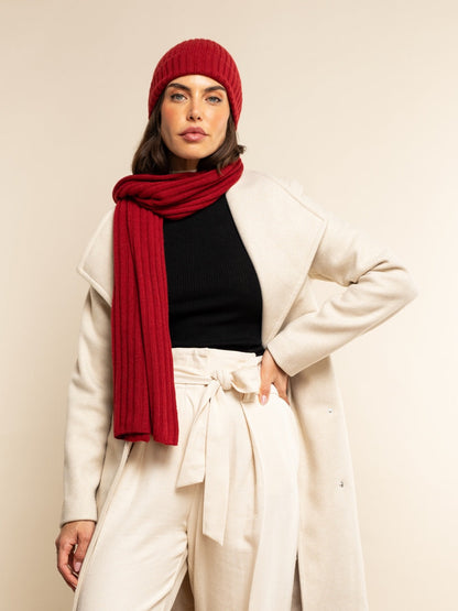 Napoli (red) - Italian 100% cashmere ribbed scarf (unisex) — photo 10 of 10