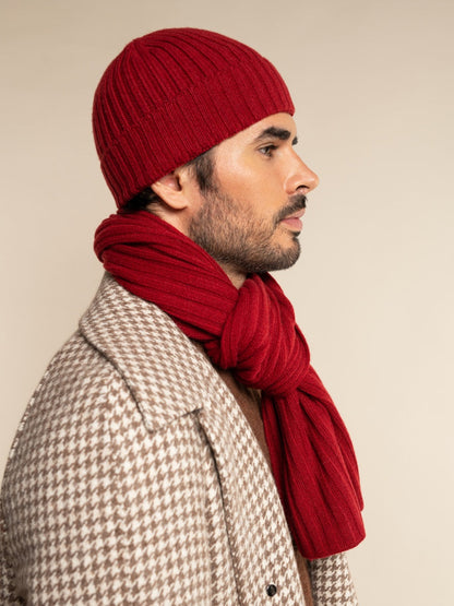 Napoli (red) - Italian 100% cashmere ribbed scarf (unisex)