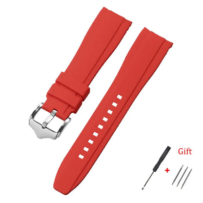 Motorola Moto Curved End Silicone Watch Band, Waterproof Rubber Strap