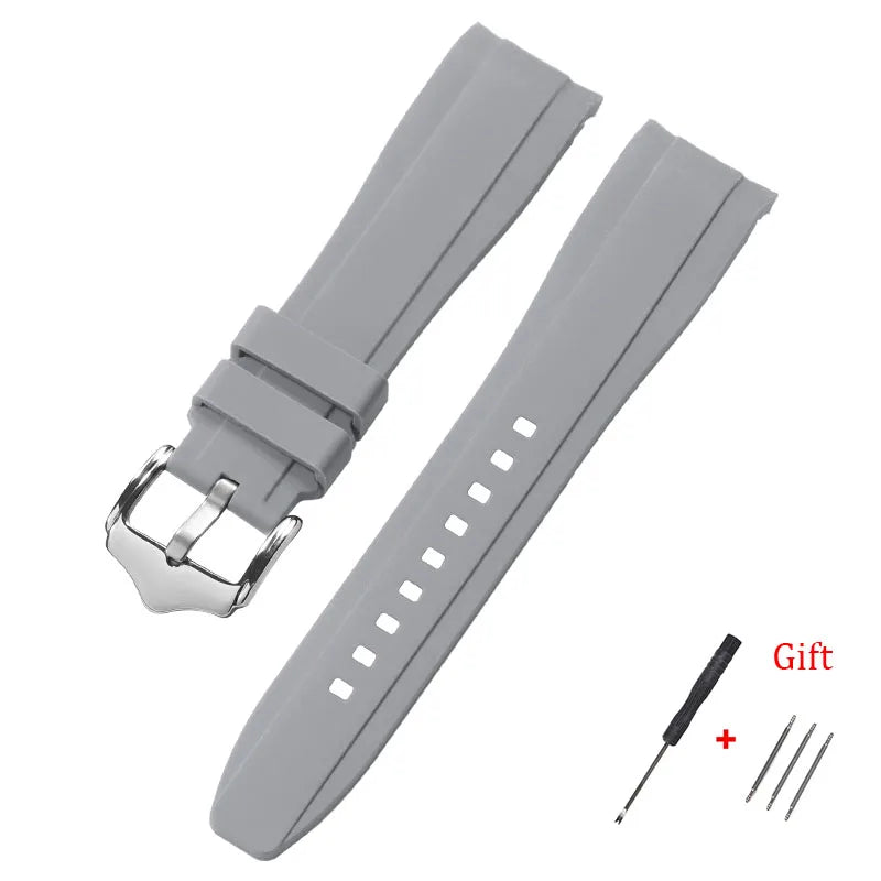Motorola Moto Curved End Silicone Watch Band, Waterproof Rubber Strap
