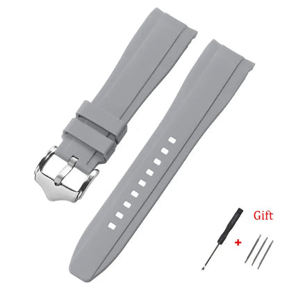 Motorola Moto Curved End Silicone Watch Band, Waterproof Rubber Strap