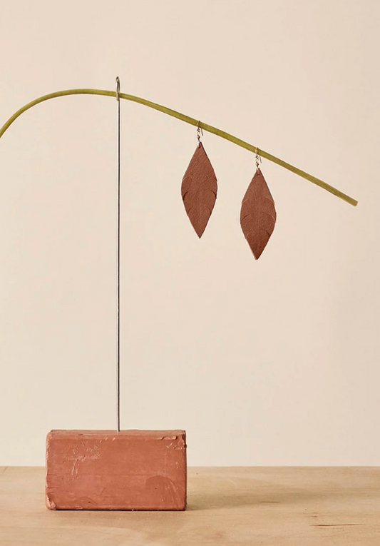 Brown Repurposed Leather Earrings