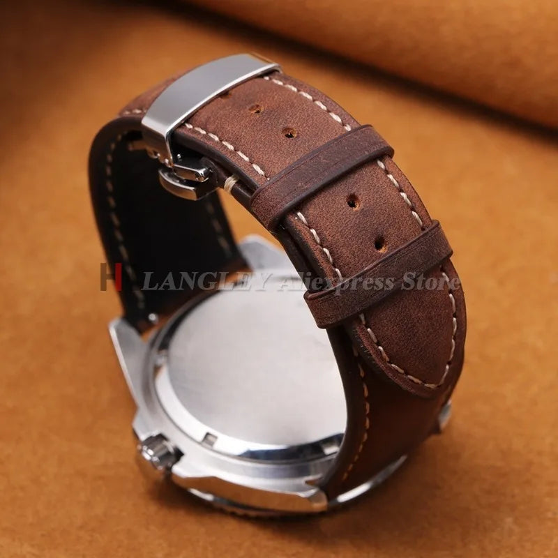 Motorola Moto Leather Watch Band, Butterfly Buckle Strap, Brown