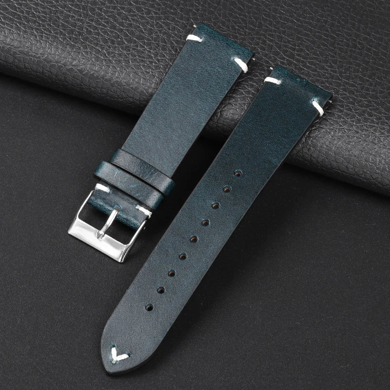 Motorola Moto Retro Oil Wax Leather Watch Band Quick Release Strap