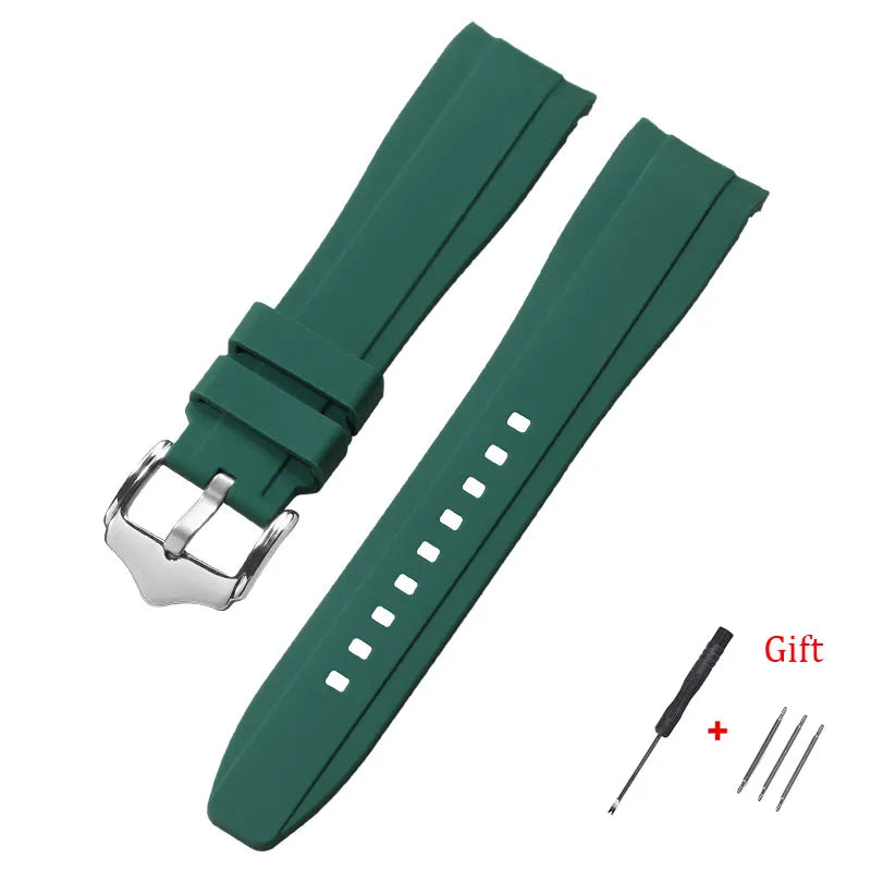Motorola Moto Curved End Silicone Watch Band, Waterproof Rubber Strap
