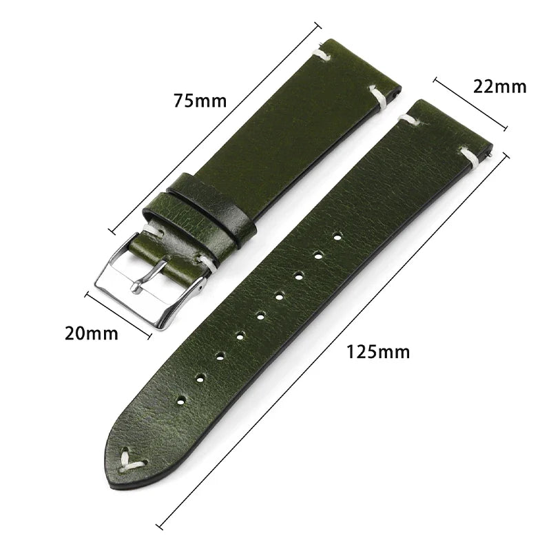 Motorola Moto Retro Oil Wax Leather Watch Band Quick Release Strap