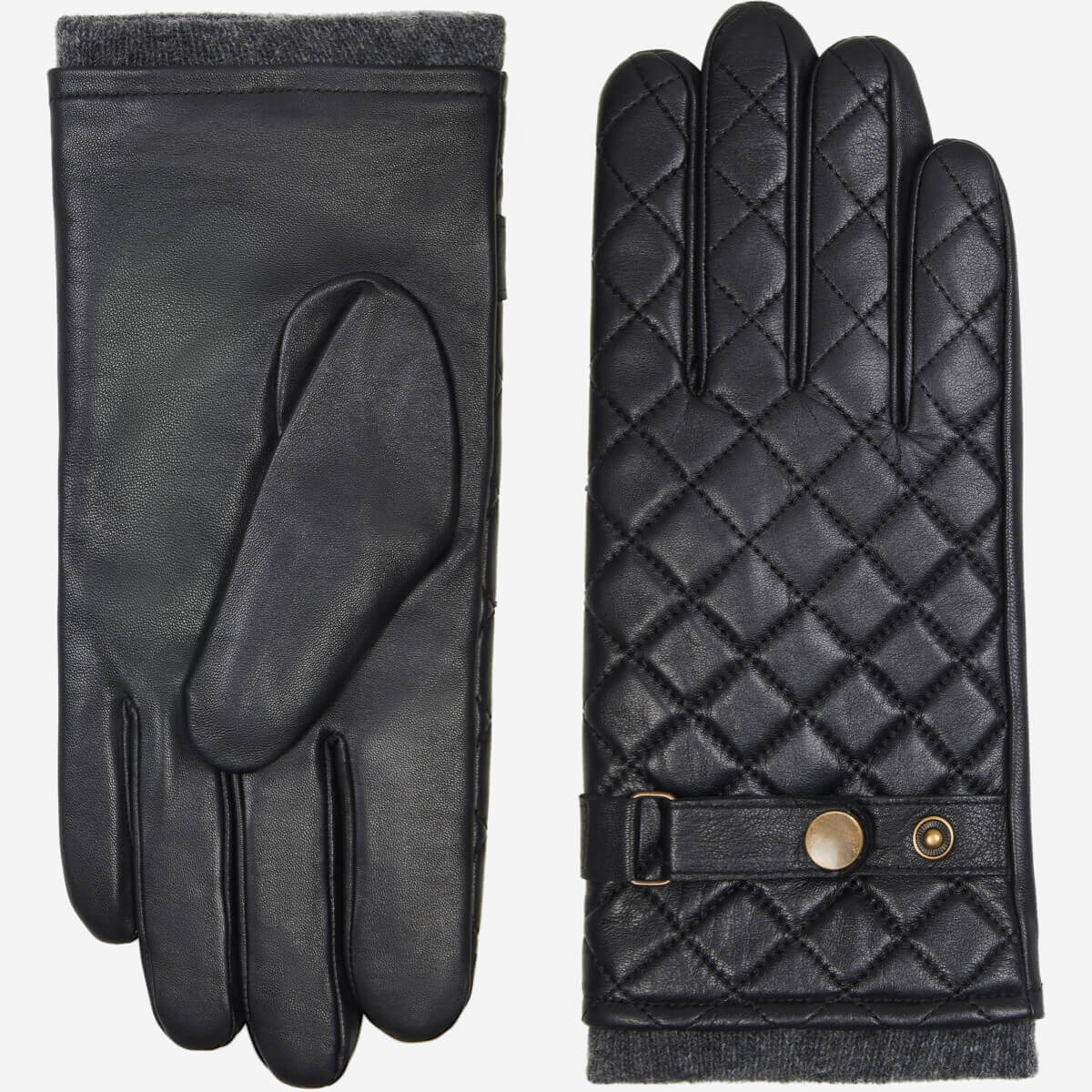 Sebastian (black) – Sheepskin leather gloves with snap closure & touchscreen feature — photo 1 of 8