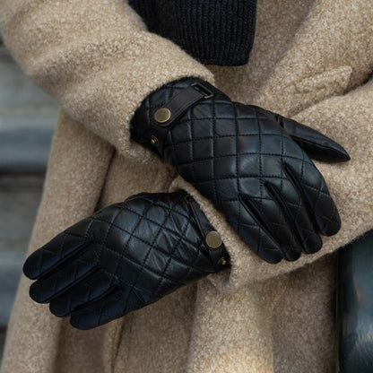 Sebastian (black) – Sheepskin leather gloves with snap closure & touchscreen feature — photo 4 of 8