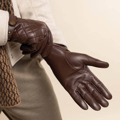 Sebastian (brown) – Sheepskin leather gloves with snap closure & touchscreen feature — photo 10 of 10