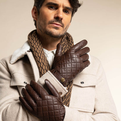 Sebastian (brown) – Sheepskin leather gloves with snap closure & touchscreen feature — photo 2 of 10