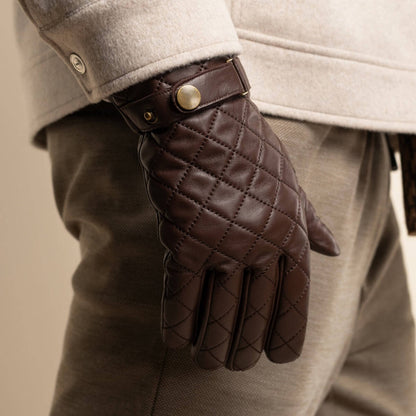 Sebastian (brown) – Sheepskin leather gloves with snap closure & touchscreen feature — photo 5 of 10