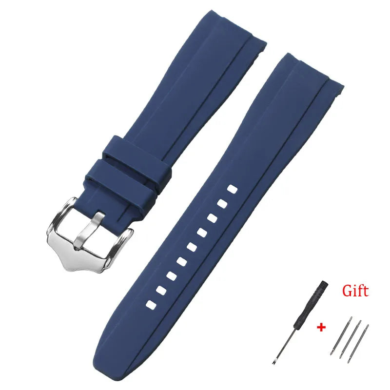Motorola Moto Curved End Silicone Watch Band, Waterproof Rubber Strap