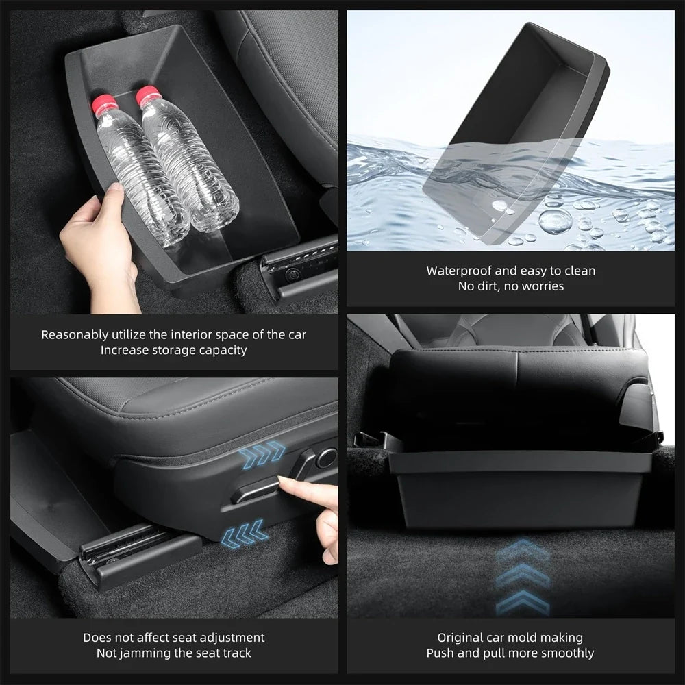 For Tesla New Model Y 2025 Juniper Launch Under Seat Storage Box Case Car Seat Organizer Vehicle Underseat Drawer Tray Accessory