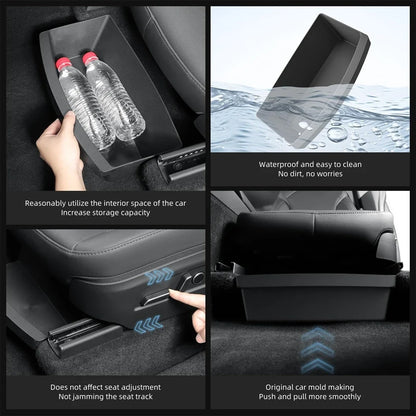 For Tesla New Model Y 2025 Juniper Launch Under Seat Storage Box Case Car Seat Organizer Vehicle Underseat Drawer Tray Accessory