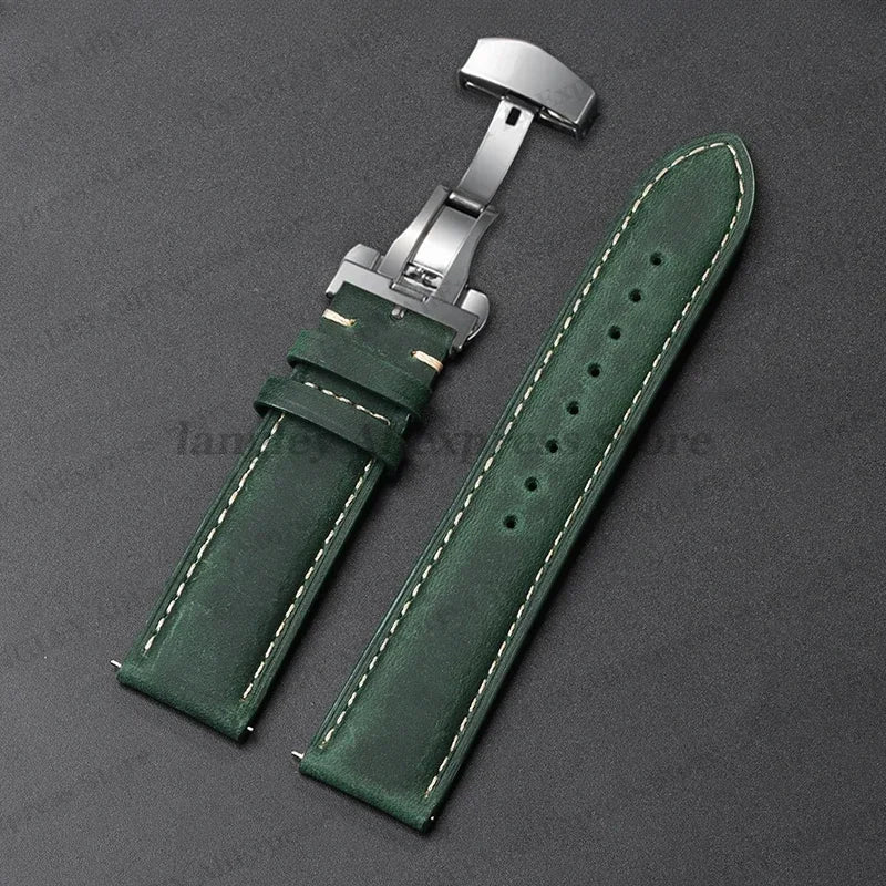 Motorola Moto Leather Watch Band, Butterfly Buckle Strap, Brown