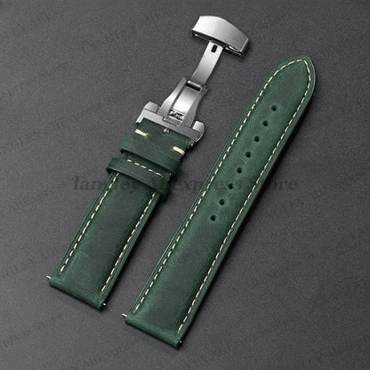 Motorola Moto Leather Watch Band, Butterfly Buckle Strap, Brown