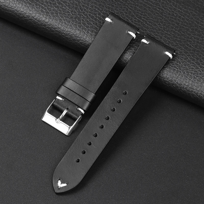 Motorola Moto Retro Oil Wax Leather Watch Band Quick Release Strap
