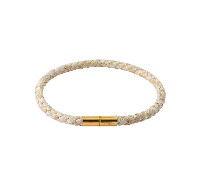 Golden Champagne Braided Silk Bracelet