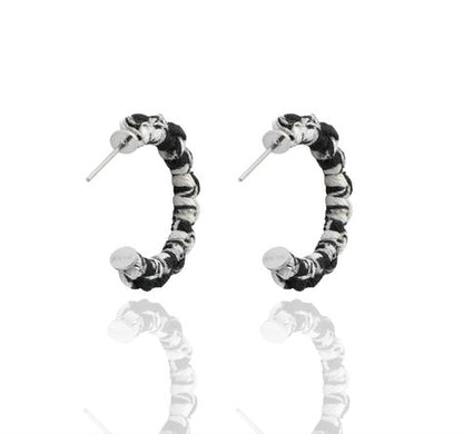 Midnight Braided Silk Petite Hoop Earrings