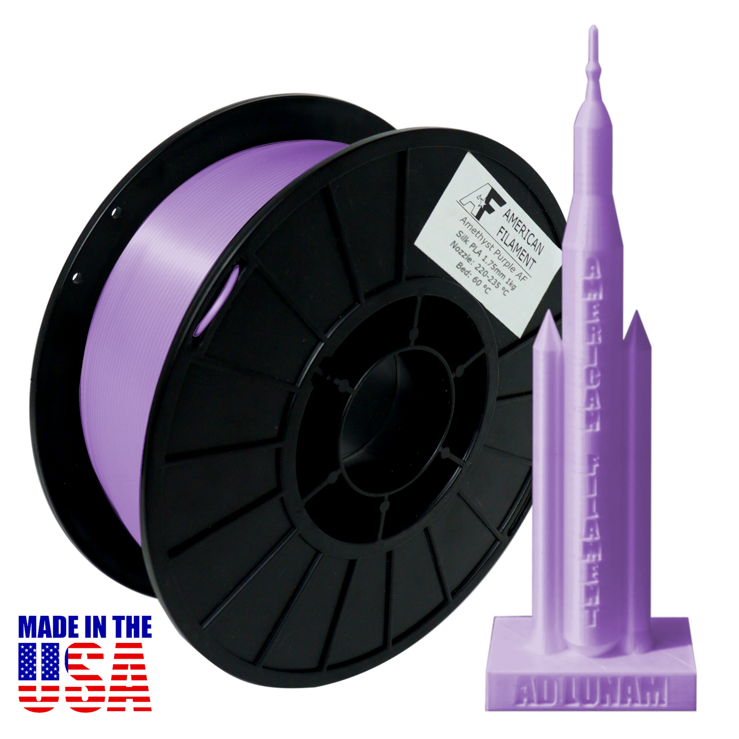 Amethyst Violet AF Seiden-PLA 3D-Drucker-Filament, 1,75 mm Durchmesser, 1 kg Spule