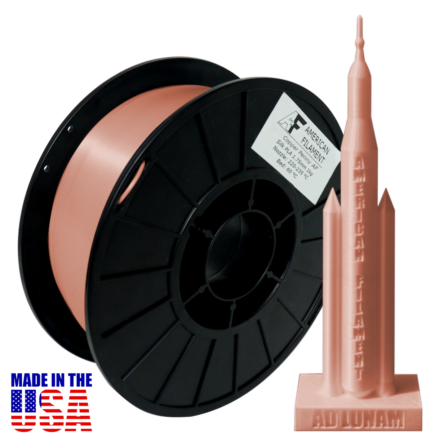 Roségold AF Seide PLA 3D-Drucker-Filament, 1,75 mm Durchmesser, 1 kg Spule