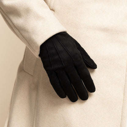 Silvia (black) - Italian suede leather gloves with luxurious cashmere lining — photo 9 of 10