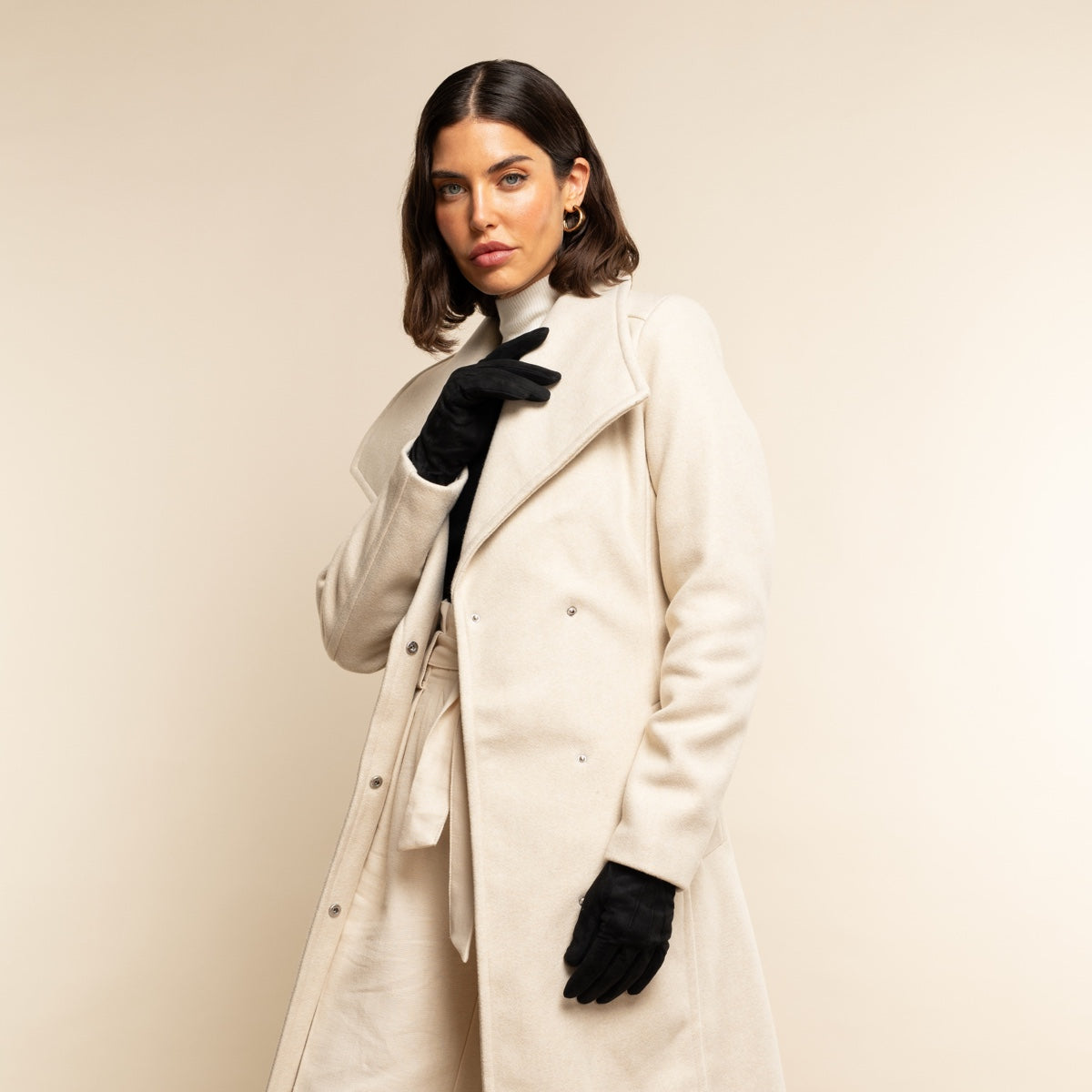 Silvia (black) - Italian suede leather gloves with luxurious cashmere lining — photo 10 of 10
