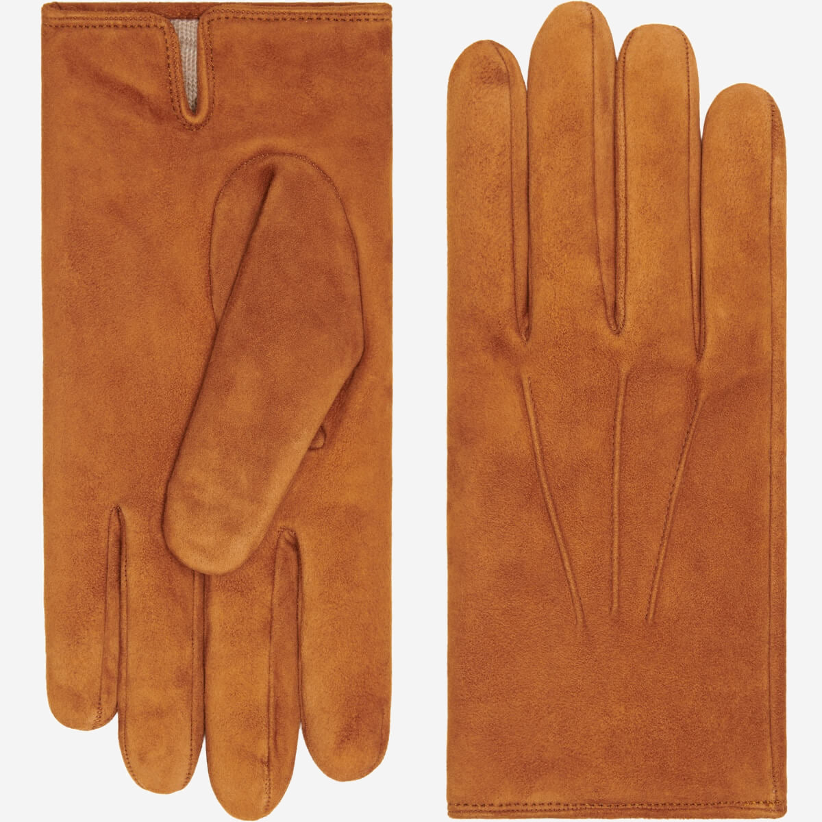 Silvia (cognac) - Italian suede leather gloves with luxurious cashmere lining — photo 1 of 10