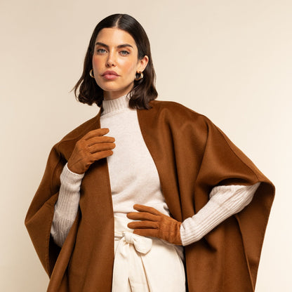 Silvia (cognac) - Italian suede leather gloves with luxurious cashmere lining — photo 9 of 10